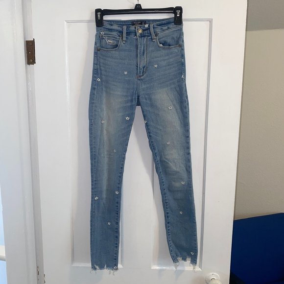 Abercrombie & Fitch Denim - Abercrombie & Fitch Embroidered Simone High Rise Ankle Skinny Jeans